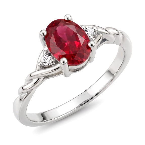 Rylos Horizontal Design Birthstone & Lab-Grown Diamond Ring for Women ...