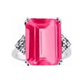 thumbnail image 1 of RYLOS Rings for Women 14K White Gold Designer 16X12MM Emerald Cut Gemstone & Diamond Ring October Pink Tourmaline Jewelry Size 6, 1 of 6
