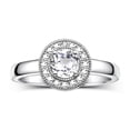 thumbnail image 1 of RYLOS Rings for Women Sterling Silver Halo Birthstone Ring with Round 4MM Gemstone &  Diamonds April White Topaz Jewelry Size 7, 1 of 8
