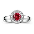 thumbnail image 1 of RYLOS Rings for Women Sterling Silver Halo Birthstone Ring with Round 4MM Gemstone &  Diamonds July Ruby Jewelry Size 10, 1 of 8