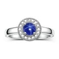 thumbnail image 1 of RYLOS Rings for Women Sterling Silver Halo Birthstone Ring with Round 4MM Gemstone &  Diamonds September Blue Star Sapphire Jewelry Size 10, 1 of 8
