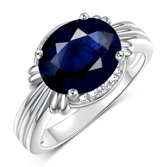 RYLOS Rings for Women Sterling Silver Ring 12X10MM Gemstone & Diamonds Great Ring for Middle or Pointer Finger Sapphire Jewelry Size 10