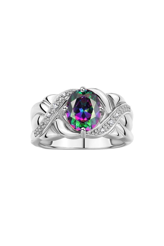 Rings for Women Sterling Silver Ring Classic 9X7MM Oval Gemstone & Diamonds June Alexandrite Jewelry Size 6
