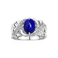thumbnail image 1 of RYLOS Rings for Women Sterling Silver Ring Classic 9X7MM Oval Gemstone & Diamonds September Lapis Jewelry Size 5, 1 of 7