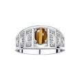 thumbnail image 1 of RYLOS Rings for Women Sterling Silver Ring Classic Style 7X5MM Oval Gemstone &  Diamond Ring November Tiger Eye Jewelry Size 10, 1 of 6