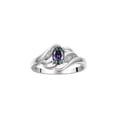 thumbnail image 1 of RYLOS Rings for Women 14K White Gold Ring Classic Style Birthstone Ring 6X4MM Gemstone & Diamonds June Alexandrite Jewelry for Women Size 9, 1 of 8