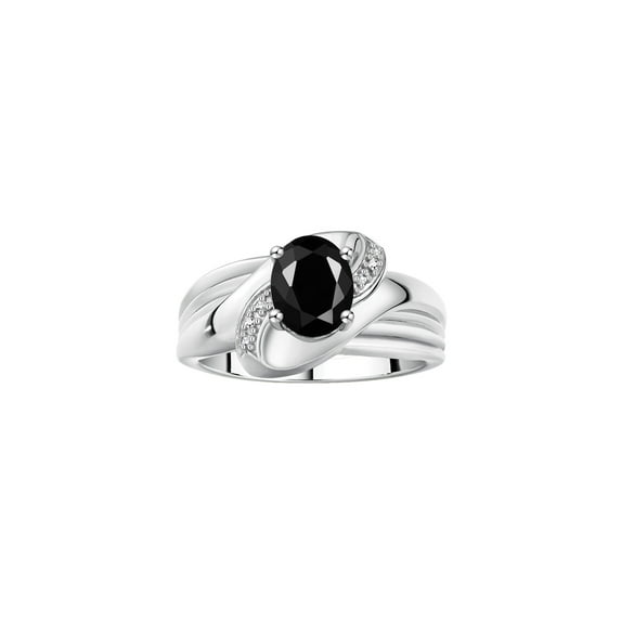 RYLOS Rings for Women Sterling Silver Ring Oval 9X7MM Gemstone & Diamonds Classic Design October Onyx Jewelry for Women Size 8
