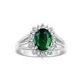 thumbnail image 1 of RYLOS Rings for Women Sterling Silver Ring Princess Diana Inspired 9X7MM Gemstone & Halo of  Diamonds Green Sapphire Jewelry for Women Size 8, 1 of 7