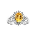 thumbnail image 1 of RYLOS Rings for Women Sterling Silver Ring Princess Diana Inspired 9X7MM Gemstone & Halo of  Diamonds November Citrine Jewelry for Women Size 7, 1 of 7
