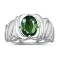 thumbnail image 1 of RYLOS Rings for Women 14K White Gold Ring Solitaire 9X7MM Oval Gemstone with Satin Finish Band September Green Sapphire Jewelry Size 7, 1 of 8