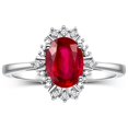 thumbnail image 1 of RYLOS Rings for Women Sterling Silver Ring with 7X5MM Oval Gemstone &  Sparkling Diamonds July Ruby Jewelry Size 9, 1 of 7