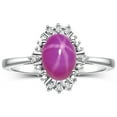 thumbnail image 1 of RYLOS Rings for Women Sterling Silver Ring with 7X5MM Oval Gemstone &  Sparkling Diamonds July Star Ruby Jewelry Size 8, 1 of 7