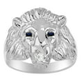 thumbnail image 1 of RYLOS RingsSterling Silver* Conversation Starter Diamond & Gorgeous Precious Ruby, Sapphire or Emerald Lion Head Ring Size 13, 1 of 8