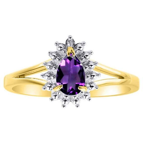 *RYLOS Simply Elegant Beautiful Amethyst & Diamond Ring - February Birthstone*