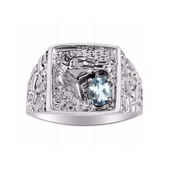 *RYLOS Simply Elegant Beautiful Aquamarine & Diamond Ring - March Birthstone*
