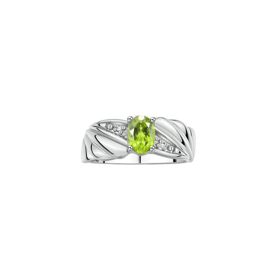 RYLOS Rings for Women Sterling Silver Angel Wing Birthstone Ring 7X5MM Gemstone & Diamonds August Peridot Jewelry for Women Size 8