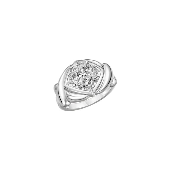 RYLOS Rings for Women Silver Ring XOXO Hugs & Kisses 9X7MM Gemstone & Diamond Ring April White Topaz Jewelry for Women Size 7