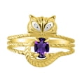 thumbnail image 1 of *RYLOS Simply Fun CAT Amethyst & Diamond Ring - February Birthstone. Great Ring for Pinky, Middle or Pointer Finger.*, 1 of 4