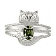thumbnail image 1 of *RYLOS Simply Fun CAT Green Sapphire & Diamond Ring - September Birthstone. Great Ring for Pinky, Middle or Pointer Finger.*, 1 of 4