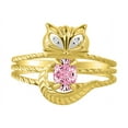 thumbnail image 1 of *RYLOS Simply Fun CAT simulated PINK ICE & Diamond Ring - October Birthstone. Great Ring for Pinky, Middle or Pointer Finger.*, 1 of 4