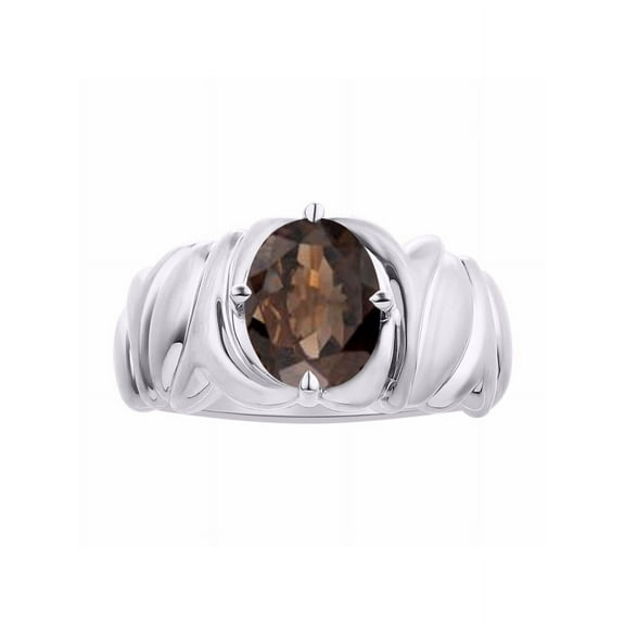 *RYLOS Solitaire Gemstone Smoky Quartz  Ring - June Birthstone*