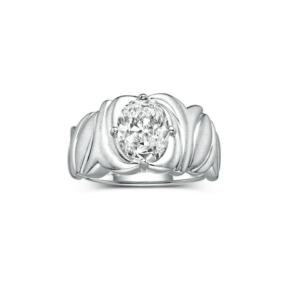 RYLOS Rings for Women Sterling Silver Ring Solitaire 9X7MM Oval Gemstone with Satin Finish Band April White Topaz Jewelry Size 9