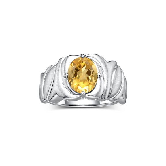RYLOS Rings for Women Sterling Silver Ring Solitaire 9X7MM Oval Gemstone with Satin Finish Band November Citrine Jewelry Size 9