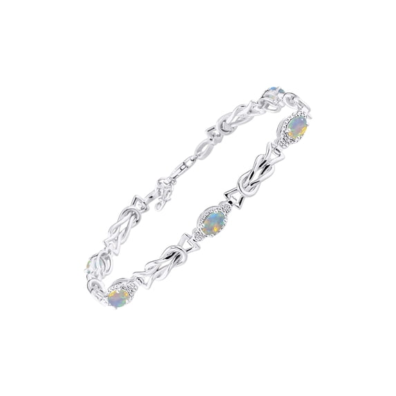 *RYLOS Spectacular Tennis Bracelet Set With Opal & Diamonds - October Birthstone*