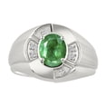 thumbnail image 1 of RYLOS Sterling Silver Ring 8X6MM Oval Gemstone & Diamond Unisex Rings Emerald May Birthstone Ring Size 12, 1 of 7