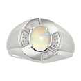 thumbnail image 1 of RYLOS Sterling Silver Ring 8X6MM Oval Gemstone &  Diamond Unisex Rings Opal African October Birthstone Ring Size 8, 1 of 6