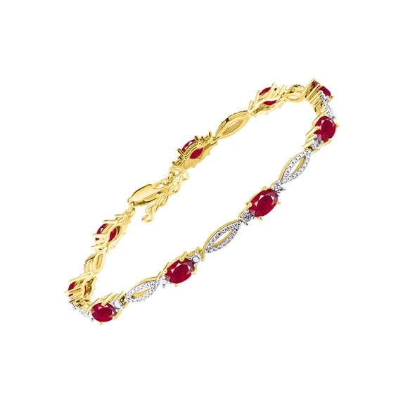 RYLOS Tennis Bracelet with 6x4MM Birthstone Gemstones & Diamonds Yellow Gold Plated Silver - Adjustable to 7-8" Pink Ice Jewelry for Women Friendship Bracelets