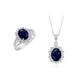 thumbnail image 1 of RYLOS Women's 14K White Gold Princess Diana Ring & Necklace Set. Gemstone & Diamonds, 9X7MM  Sapphire September Birthstone . 2 PC Perfectly Matched Gold Jewelry Ring Size 8, 1 of 10