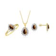 thumbnail image 1 of RYLOS Women's 14K Yellow Gold Birthstone Set: Ring, Earring & Pendant Necklace. Gemstone & Diamonds, 6X4MM Tiger Eye November Birthstone. Perfectly Matching Gold Jewelry, Size 5, 1 of 5
