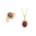 thumbnail image 1 of RYLOS Women's 14K Yellow Gold Princess Diana Inspired Ring & Necklace W/ 18" Chain Gemstone & Diamonds 9X7MM Garnet January Birthstone . 2 PC Perfectly Matched Gold Jewelry Ring Size 7, 1 of 10