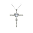 thumbnail image 1 of RYLOS Women's Sterling Silver 925 Heart Gemstone & Diamond Cross Necklace. 6MM  Aquamarine March Birthstone Womens Jewelry Silver Necklace, 1 of 7