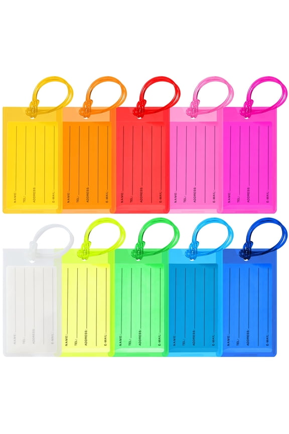 10 Pack Luggage Tags for Suitcases, Airplane Travel Essentials for Flying, International Travel Must Haves, and Luggage Accessories