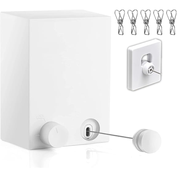 RYLZX 13.8Ft Retractable Clothesline Clothes Line Retracting Outdoor/Indoor Heavy Duty Stainless Steel Adjustable Drying Rope Wire Dryer with ABS case+Aluminum