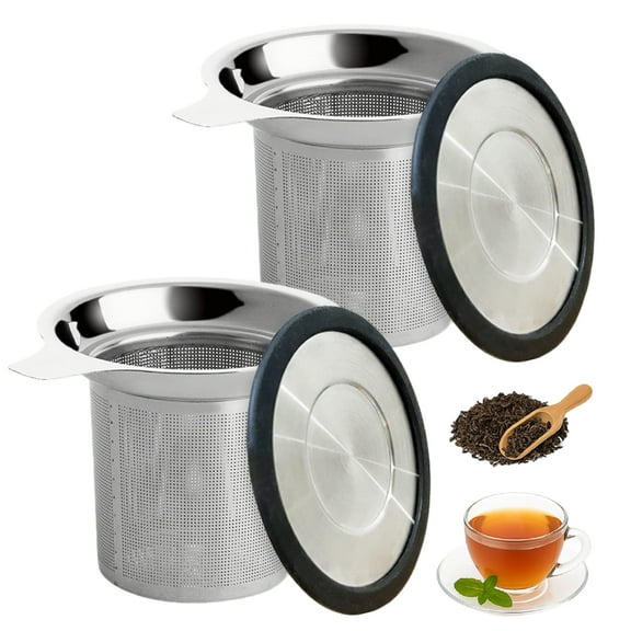RYLZX 2 Pack Tea Infuser, Extra Fine Mesh Tea Strainer with Silicone Lid, 304 Stainless Steel Tea Infusers for Loose Tea, Tea Steeper Basket Filter for Teapot, Mug