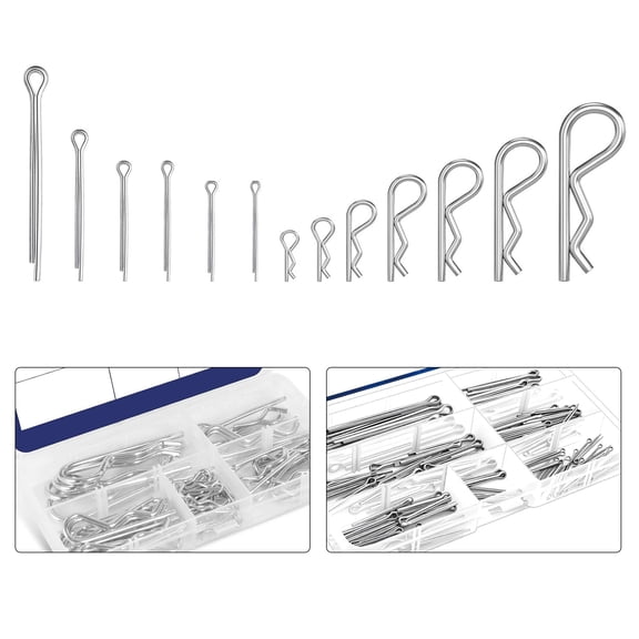 RYLZX 220Pcs Cotter Pin Assortment Kit - 304 Stainless Steel 12 Sizes Cotter Pins & R Clips Cotter Pin Set for Hitch Pin Lock Systems