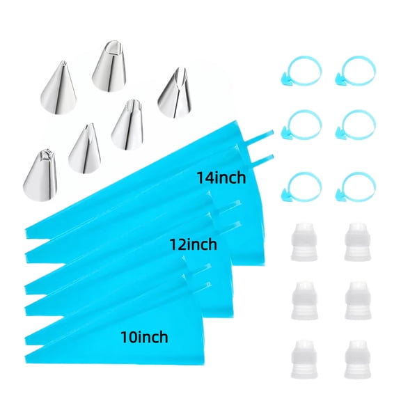 RYLZX 24Pcs Reusable Piping Bags and Tips Set, Cake Decorating Tools with Icing Pastry Bags, Icing Bags Tips, Couplers and Frosting Bags Ties for Cookie Cupcakes