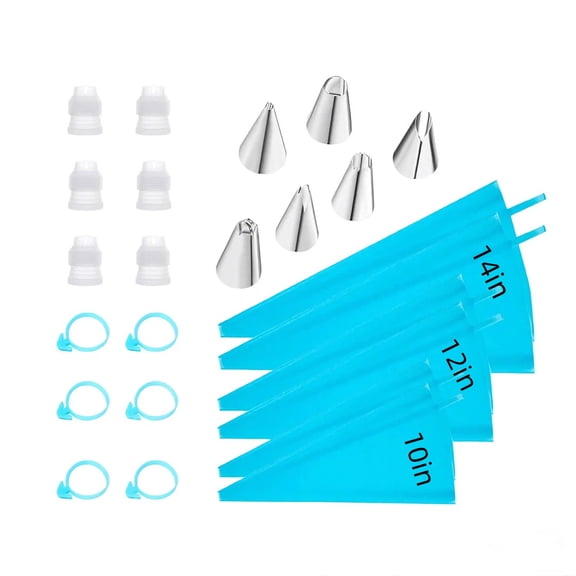 RYLZX 24Pcs Reusable Piping Bags and Tips Set, Cake Decorating Tools with Icing Pastry Bags, Icing Bags Tips, Couplers and Frosting Bags Ties for Cookie Cupcakes
