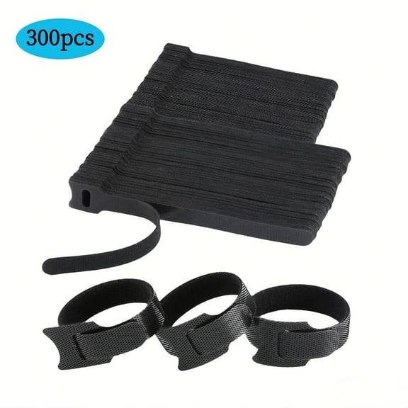 RYLZX 300 PCS 6 Inches with 8Inch Reusable Cable Ties, Adjustable Cord Straps, Wire Organizer, Cord Wrap and Hook Loop Cable Management - Black