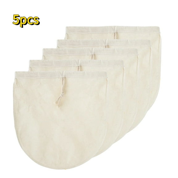 RYLZX 5Pack,Nut Milk Bags, All Natural Cheesecloth Bags, 12"x12", 100% Unbleached Cotton Cloth Bags for Tea/Yogurt/Juice/Wine/Soup/Herbs, Durable Washable Reusable Almond Milk Strainer(Weave 66x70)