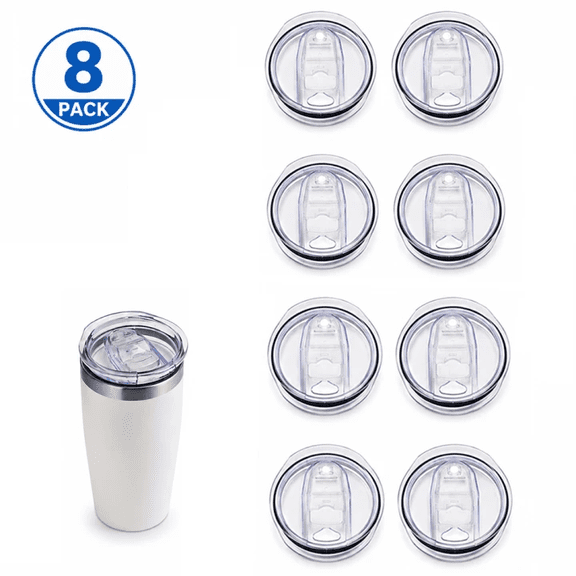 RYLZX 8 Pack 20oz Skinny Tumbler Replacement Lids ,2.75in Cup Mouth Compatible with YETI Rambler and More Tumbler Cups，Spill Proof Splash Resistant Silicone Sliding Covers.