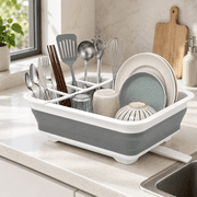 RYLZX Collapsible Dish Drying Rack Portable Dinnerware Drainer Organizer for Kitchen RV Campers Travel Trailer Space Saving Kitchen Storage Tray