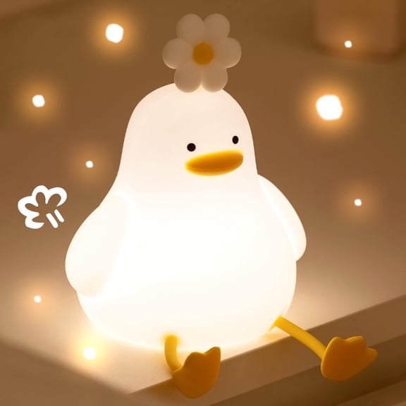 RYLZX Cute Duck Night Light, Soothing Lamp 3 Level Dimmable, Rechargeable LED Dimmable Silicone Nightlight for Kids, Funny Light Up , Sleeping Accompanion for Bedroom Bedside， College Dorm Fall Décor