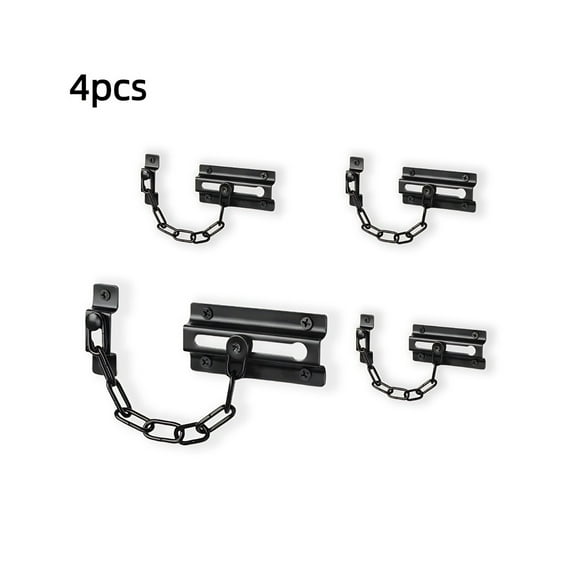 RYLZX Door Chain Lock Black, Security Door Chain for Inside Door, Premium Thickened Chain Door Lock with 12 Screws4 Pack