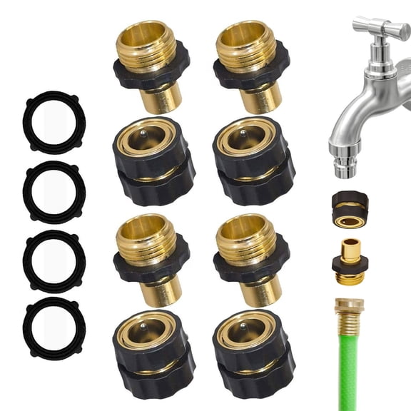 RYLZX 4 Pcs Garden Hose Quick Connector, 3/4 Inch Male and Female Garden Hose Fitting Quick Connector