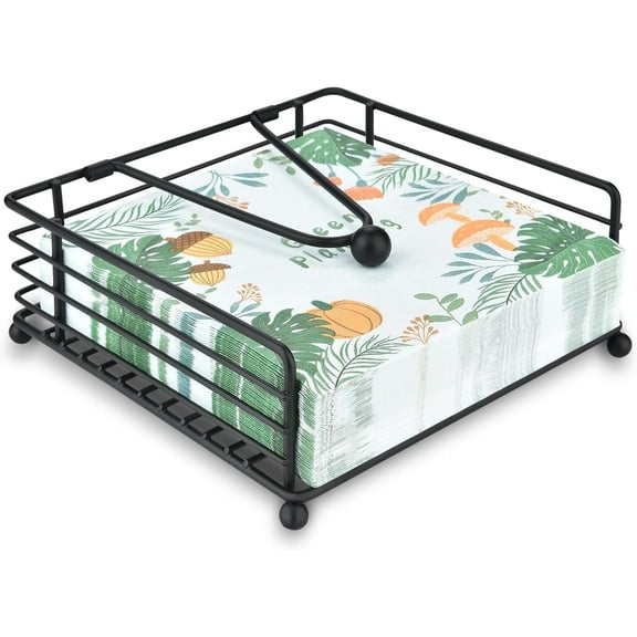 RYLZX Napkin Holder for Table & Kitchen - Modern Flat Napkin Dispenser for Home & Outdoor Dining, Paper Napkin Holders with Weighted Arm for Easy Access - Keep Your Dining Area Tidy and Organized