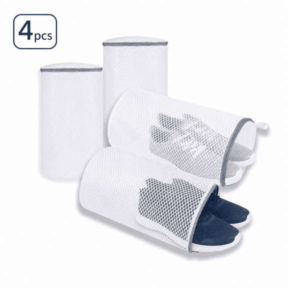 RYLZX 4 Pack Shoe Washing Machine Bag, Honeycomb Mesh Laundry Bag with Zipper for Sneakers, Running Shoes, Sock, Bras, Delicates and Toys